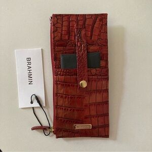 Brahmin Red Leather Credit Card Wallet